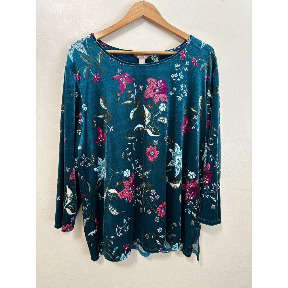 White Stag Womans Velvet Floral Top Sz 16/18 Fairygrunge 90s Boho Western Office - Picture 1 of 10
